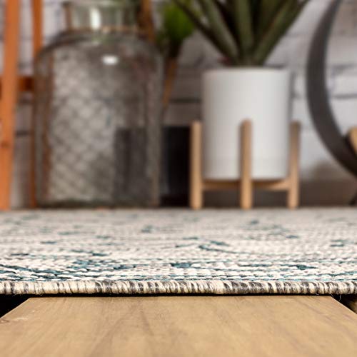 Vintage Filigree Indoor Outdoor Area Rug 6X9 Gray