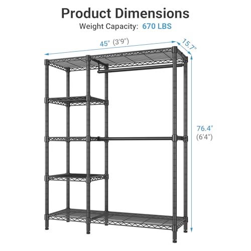 V7 Clothes Rack with Shelves Heavy duty Closet for Hanging Clothes