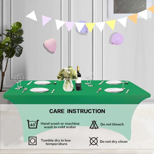 8FT Table Cloth for Rectangular Spandex Emerald Green Table Cover