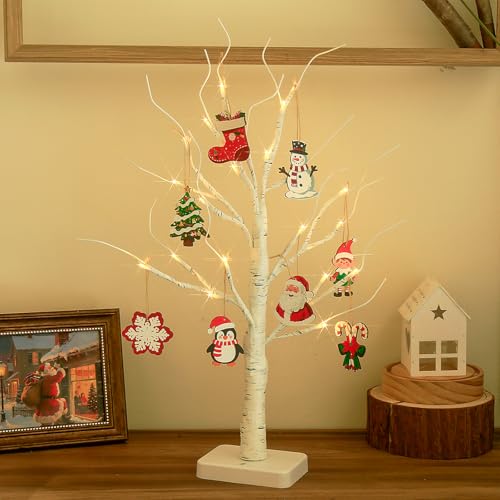Lighted Birch Tree with Ornaments