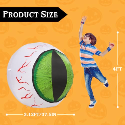 4FT Halloween Outdoor Inflatable Eyeball Yard Decor with LED Lights (4FT)