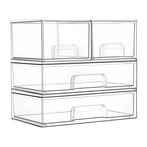 Clear Stackable Storage Drawers Set of 4 (4 Count)
