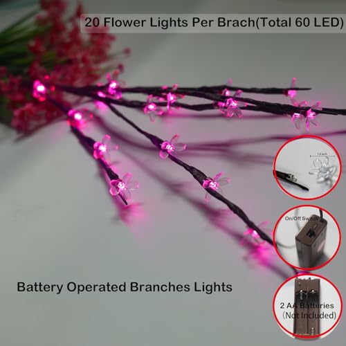 Battery Lighted Decorative Cherry Blossom Branches Lights