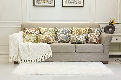 Set of 2 Jacquard Tropical Leaf Pattern Oblong Throw Pillow Covers Accent Pillowcase 12X20 Inches (2 Count)