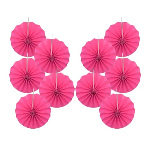 Hot Pink Party Decorations Hot Pink Hanging Paper Round Fans Bulk 8inch