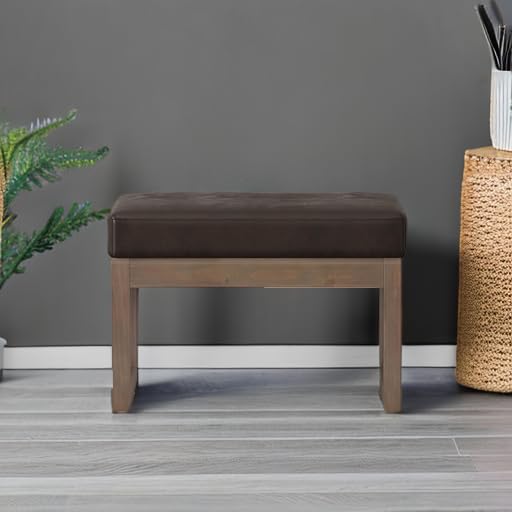 Milltown 27" Wide Vegan Leather Ottoman in Distressed Brown