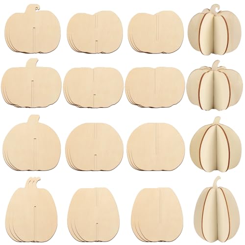 DIY Fall 3D Pumpkins Wood Crafts to Paint (24 Count)