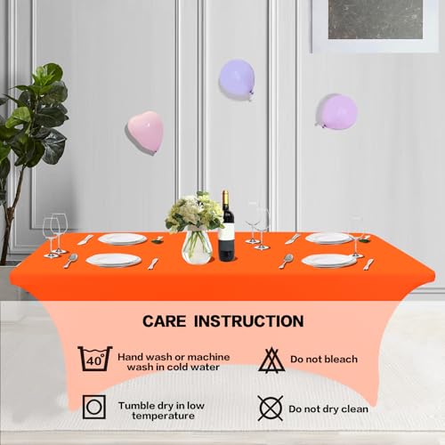 2 Pack 4FT Table Cloth for Rectangular Spandex Orange Table Cover (2 Count)