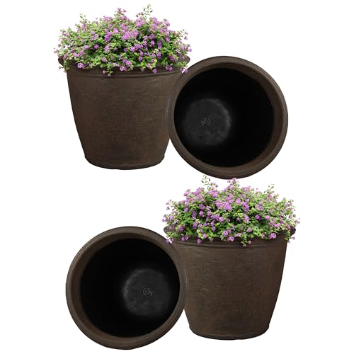 Sunnydaze Anjelica 20'' Large Plastic Planter Pot for Plants (4 Count)