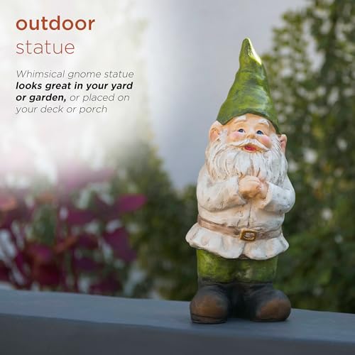12" Tall Outdoor Garden Gnome Yard Statue Decoration