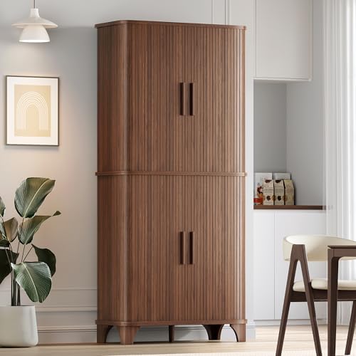 69" Tall Kitchen Pantry Storage Cabinet with Sliding Door