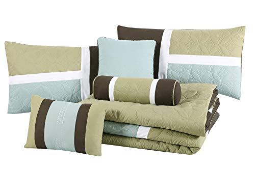 7 Piece Quilted Patchwork Comforter Set