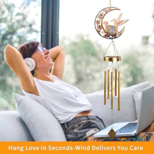 Moon & Hummingbird Wind Chimes