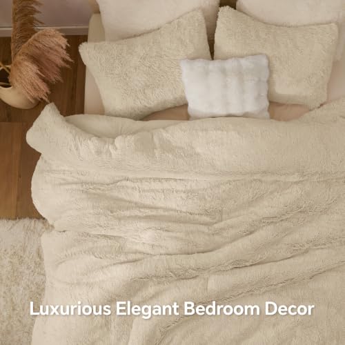 Beige Fluffy Comforter Set King