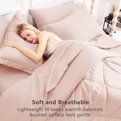 Queen Comforter Set with Sheets Blush Pink
