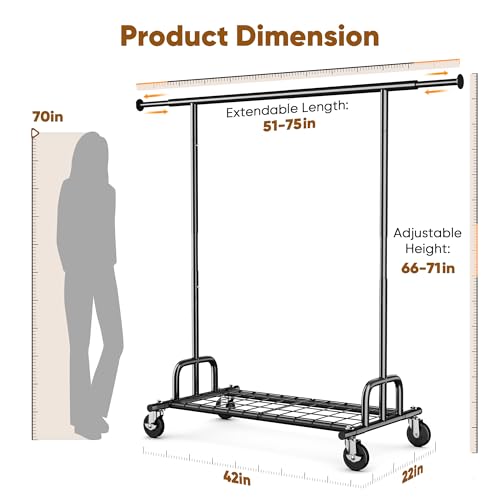 Clothes Rack Collapsible Clothing Rack Capacity 525LBS Black