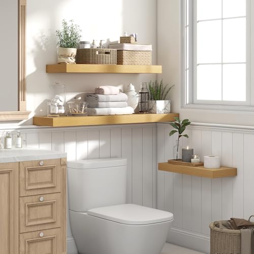 Floating Shelves 47.2" W x 10.3" D Oak Set of 2 (2 Count)