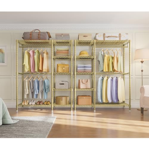 V7 Garment Rack with Shelves Portable Closet for Hanging Clothes