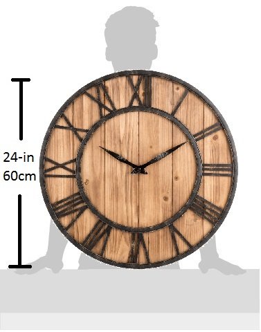 Oldtown Farmhouse Metal & Solid Wood Noiseless Wall Clock