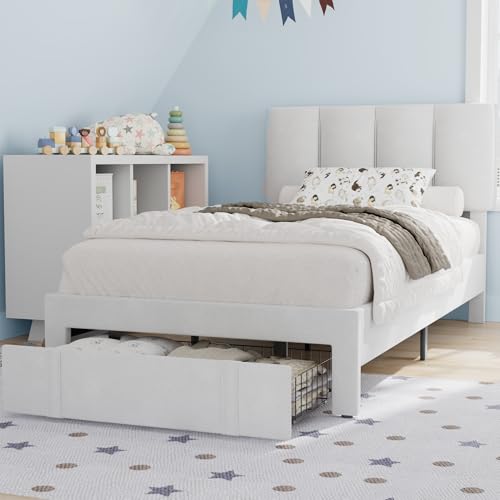 Twin Bed Frame with Storage Drawer