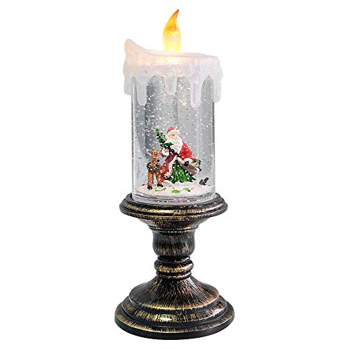 Santa Christmas Snow Globe Flameless Candle Battery Operated