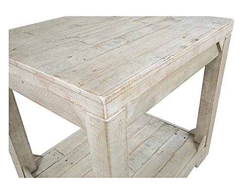 Fregine Farmhouse Rectangular End Table with Lower Open Shelf