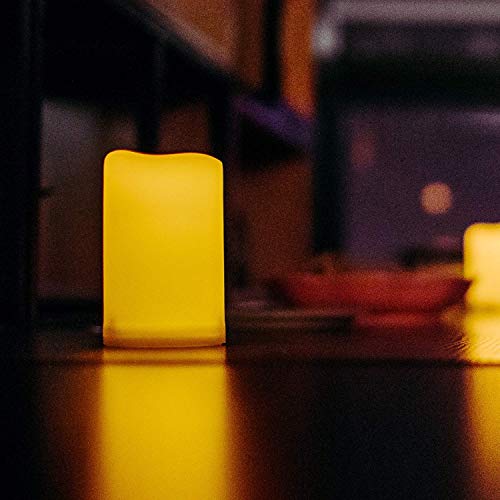 Waterproof Outdoor Battery Operated Flameless Candles with Remote Timer Plastic Flickering Fake Electric LED Pillars for Lantern Garden Wedding Christmas Decorations 3x4 Inches 2 PCS (2 Count)