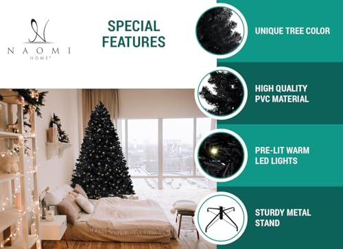 6.5ft Black Christmas Tree with Lights