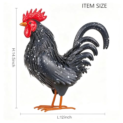 Rooster Garden Statue Sculpture Metal Chicken Yard Decor Outdoor Figurines Patio Backyard Decoration