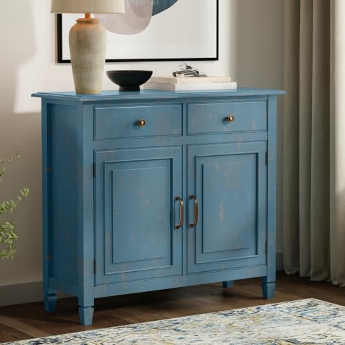 Connaught 40" Wide Solid Wood Cabinet in Distressed Coastal Blue