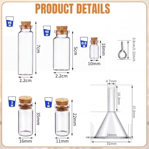 45 Pcs Spell Jar Mini Glass Potion Bottles Cork Stopper (98 Count)