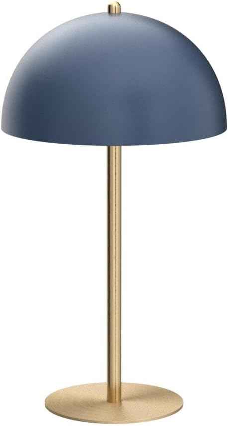 Globe Electric 52942 15" Blue Desk Lamp with Brass Accents, in-Line On/Off Rocker Switch, Ideal for Bedroom, Office Decor, Home Essentials, Reading Light, LED Bulb Compatible