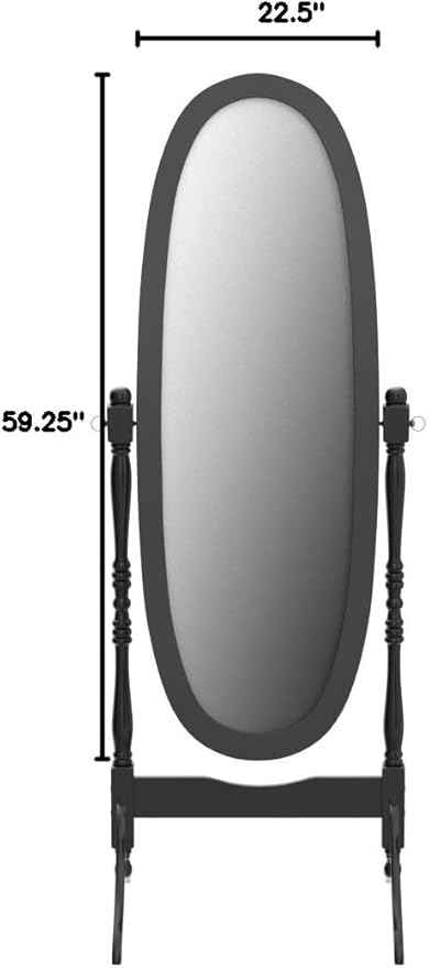Roundhill Furniture Traditional Queen Anna Style Wood Floor Cheval Mirror, Black