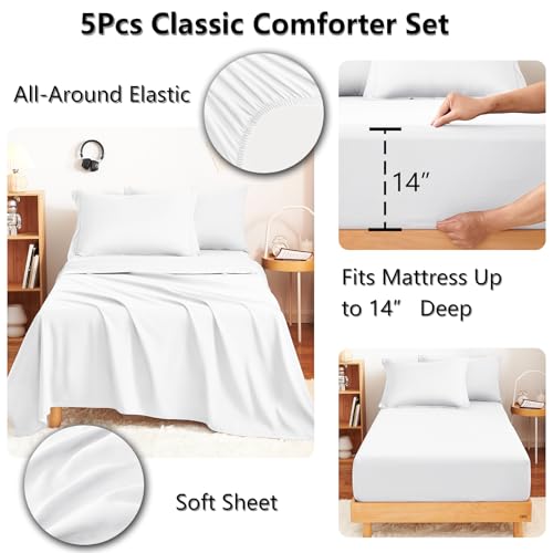 Twin Comforter Set with Sheets White