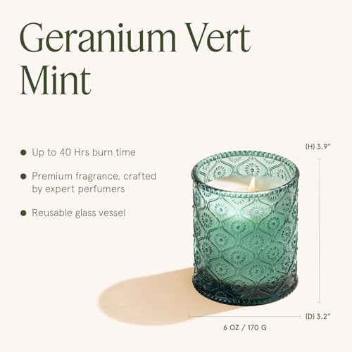 Geranium Vert Mint Scented Candle for Home (6 Ounce)
