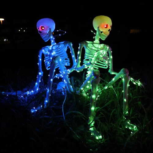 Halloween Decorations Outdoor Skeletons Set (Blue + Green)