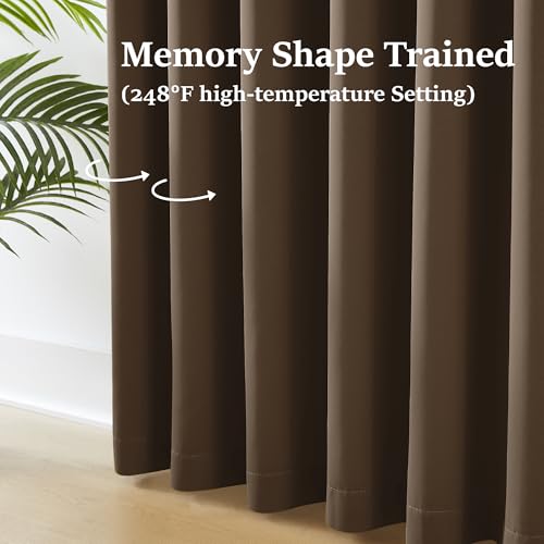 Chocolate Brown 72 Inch Wide Pinch Pleated Blackout Curtains with Hooks for Cozy & Deep Sleep (2 Count)