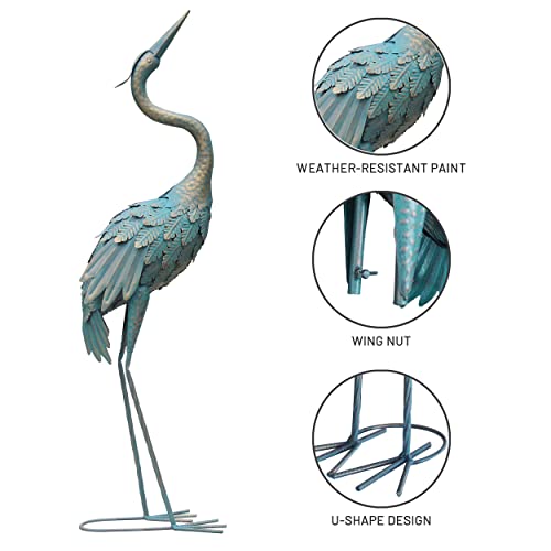 33 37 Inch Metal Crane Garden Statue Décor for Yard Patio Lawn Pool (2 Count)