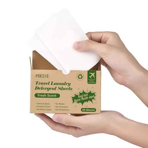 Laundry Detergent Sheets Washer Sheets for Travel Laundry Soap Sheet for Camping Hotel Dorm Home Laundromat College Fresh Scent 1 Box 40 Count