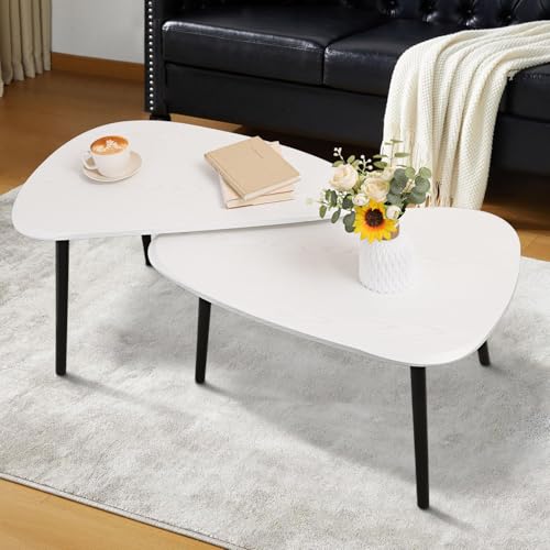 Nesting Triangle Coffee Table End Tables Set of 2 for Living Room Bedroom (2 Count)