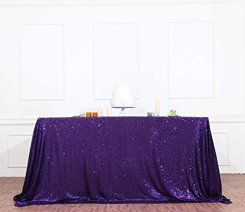 Sequin Tablecloth 60x102 Inch Purple for Wedding Halloween Party