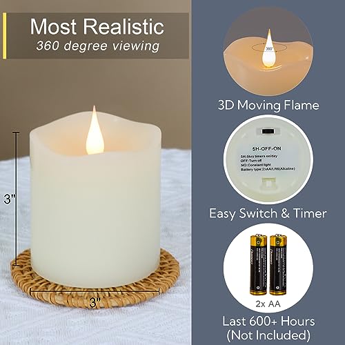 Flameless Candles Battery Operated with Remote Timer (2 Count)