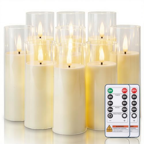 Ivory Flameless LED Pillar Candles (9 Count)