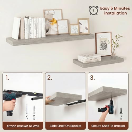 Deep Floating Shelves 55x12” Set of 2 (2 Count)