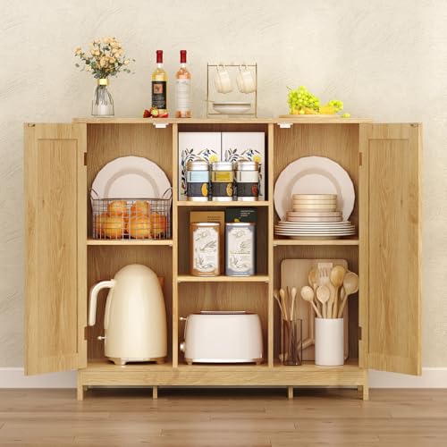 Rattan Storage Cabinet with 4 Adjustable Shelves