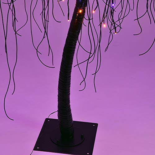 7 FT Halloween Lighted Willow Tree 256 LED Orange and Purple Lights Artificial Weeping Willow Tree with 6 Spiders Outdoor Indoor Decoration Christmas Festival Party Home Decor (Orange and Purple)