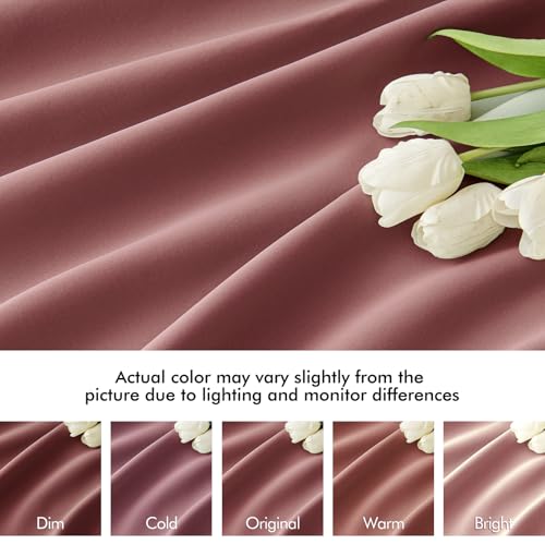 Dusty Rose Back Tab Blackout Curtains 52x120 Inch Long 2 Panels Set (2 Count)
