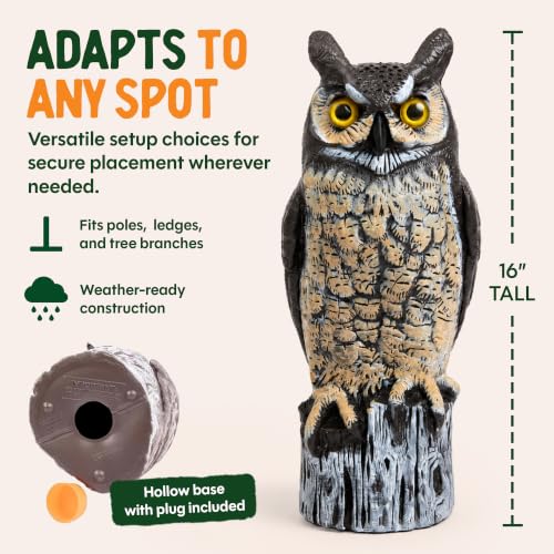 Lifelike Great Horned Owl Decoy Bird Repellent