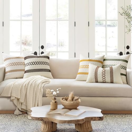 Set of 2 Dark Brown Boho Decorative Pillow Covers 20x20 Inch (2 Count)