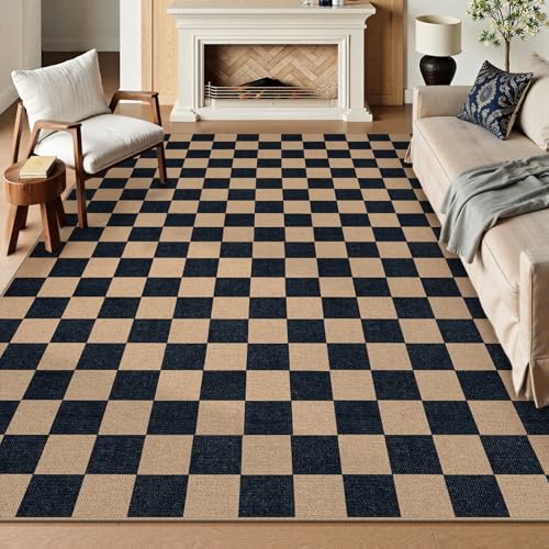 Checkered Easy Jute Living Room Rug